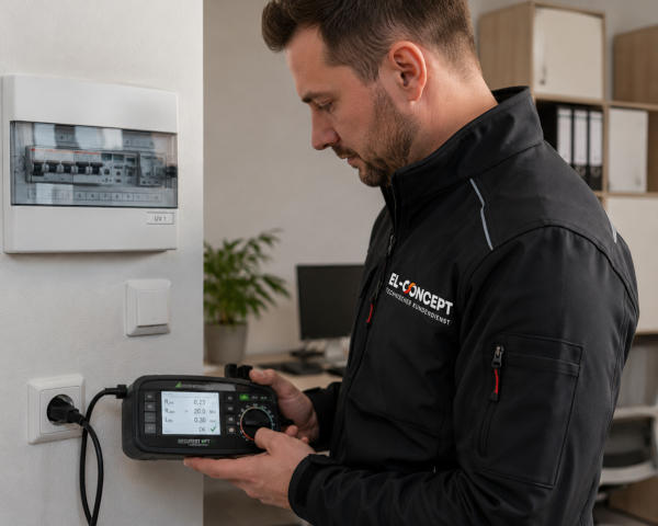 Techniker bei der Arbeit E-CHECK-Prüfung in Herten